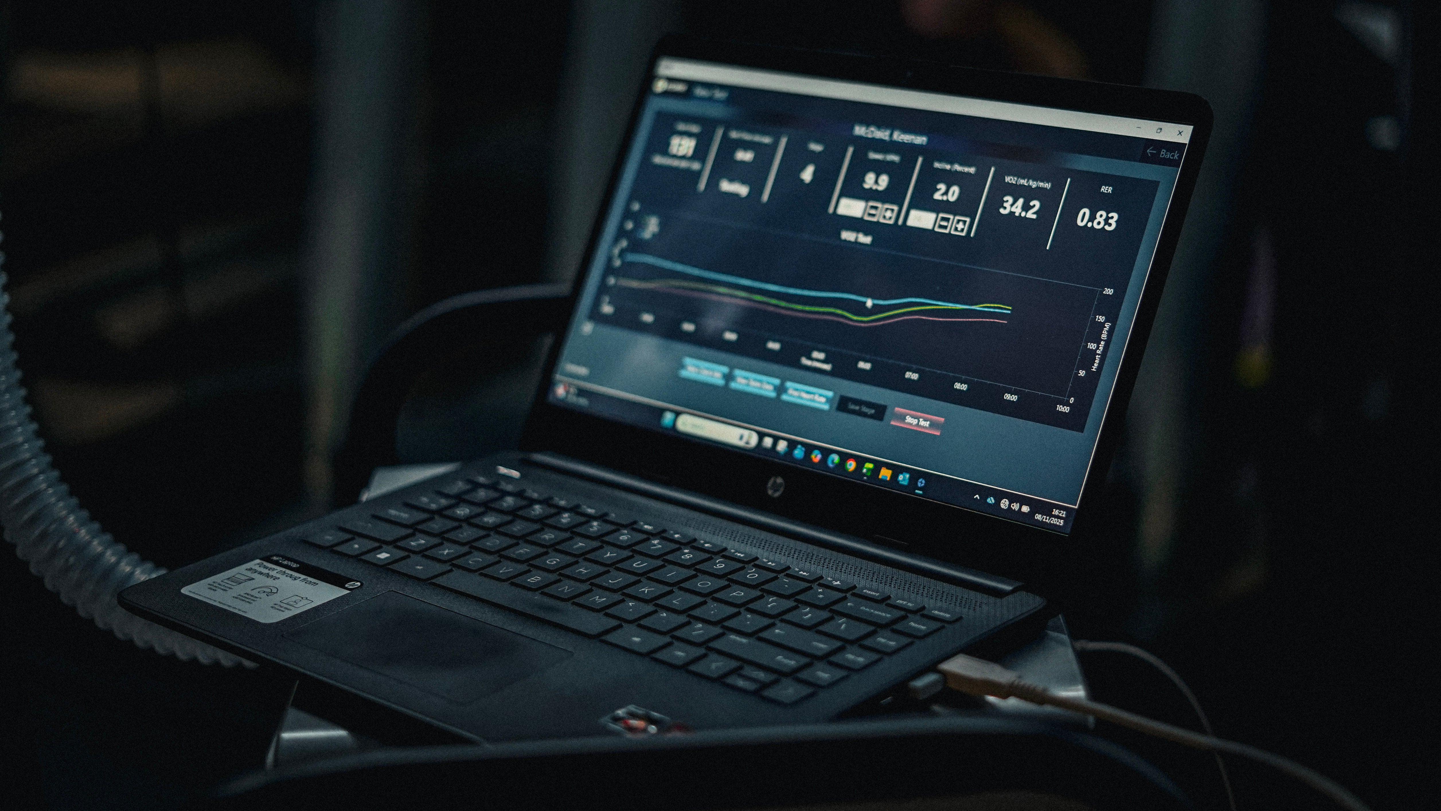 VO2 Max data on a laptop