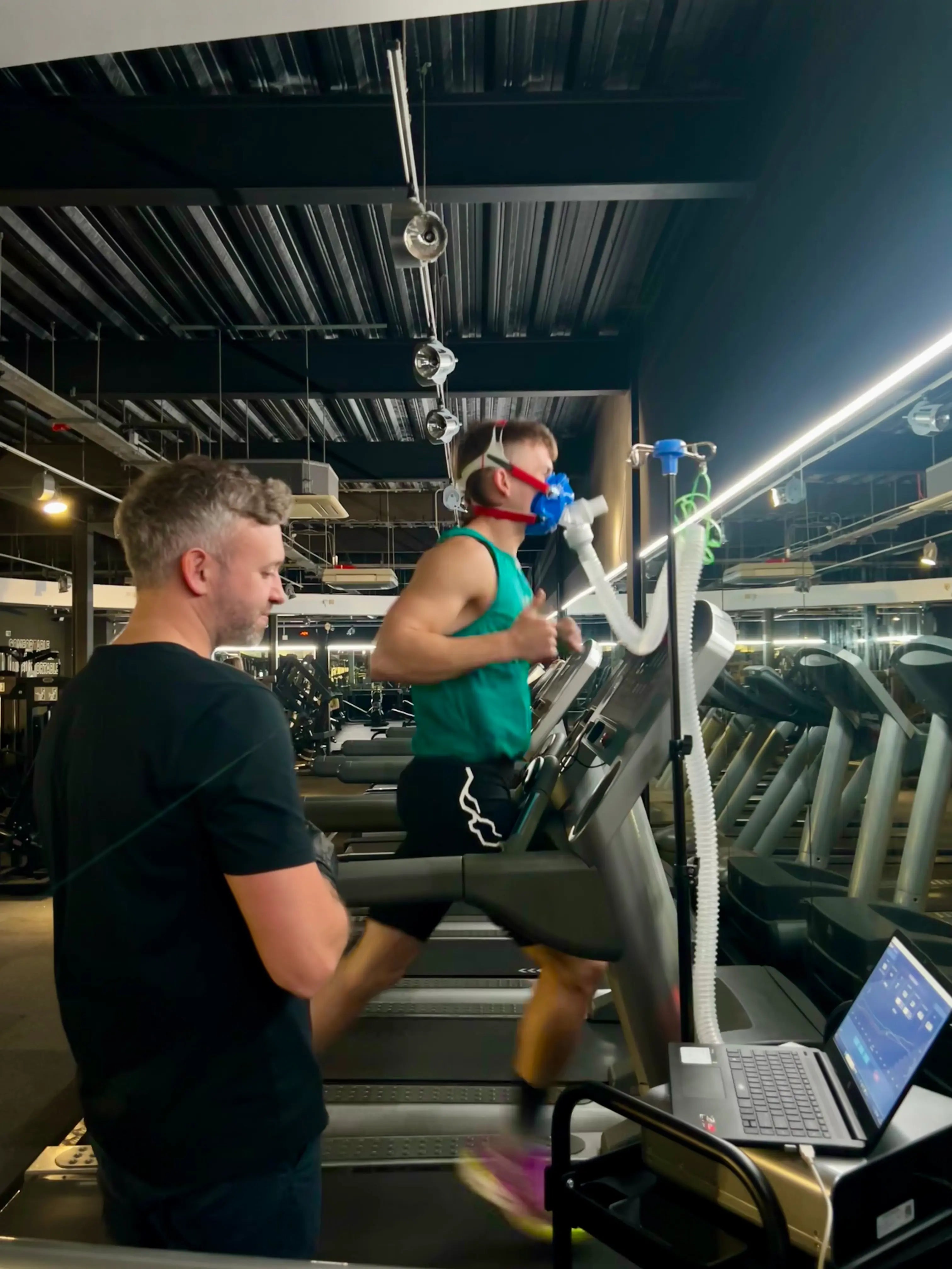 A man having a TELOMYX VO2 Max test