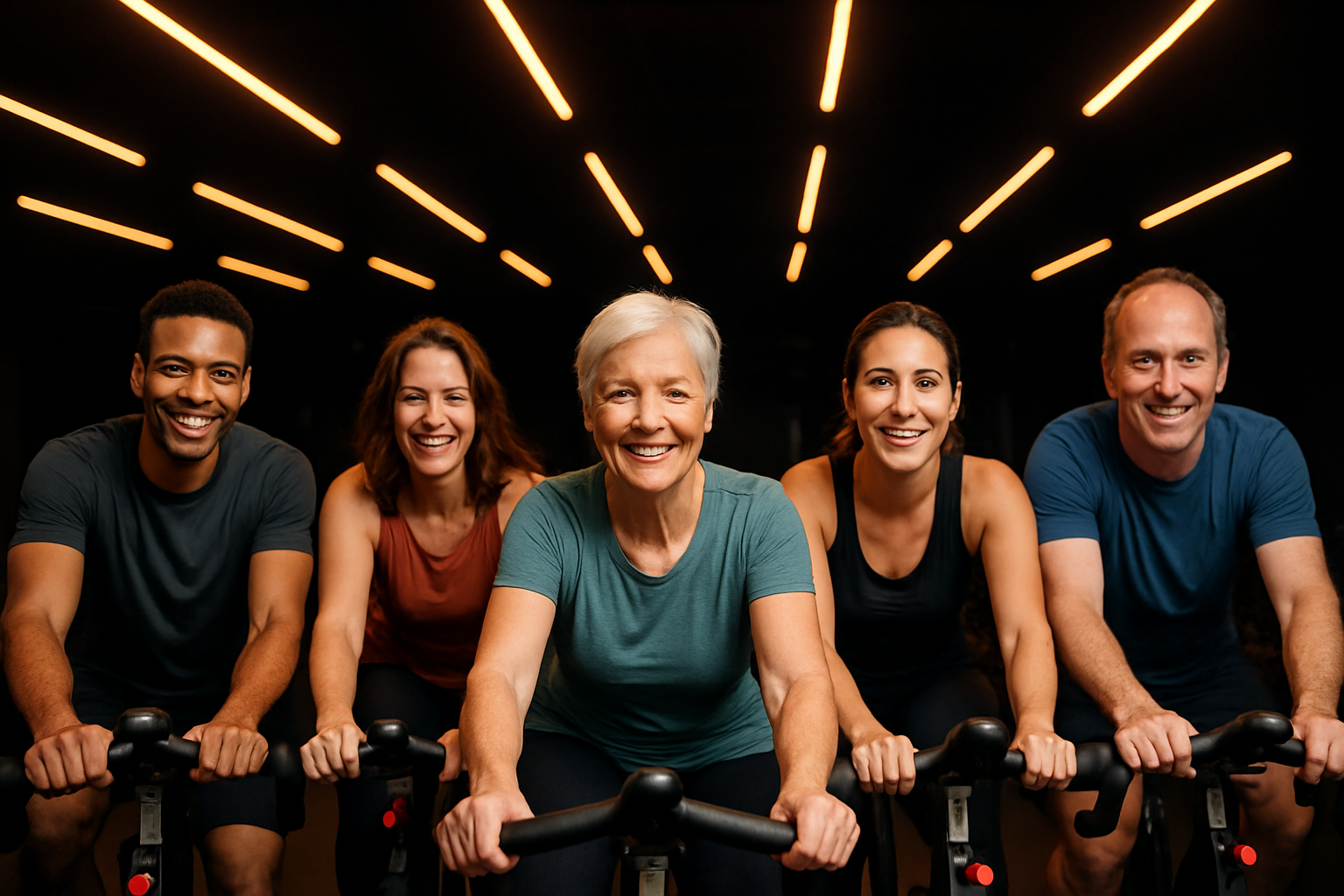 Telomyx customers on spin bikes